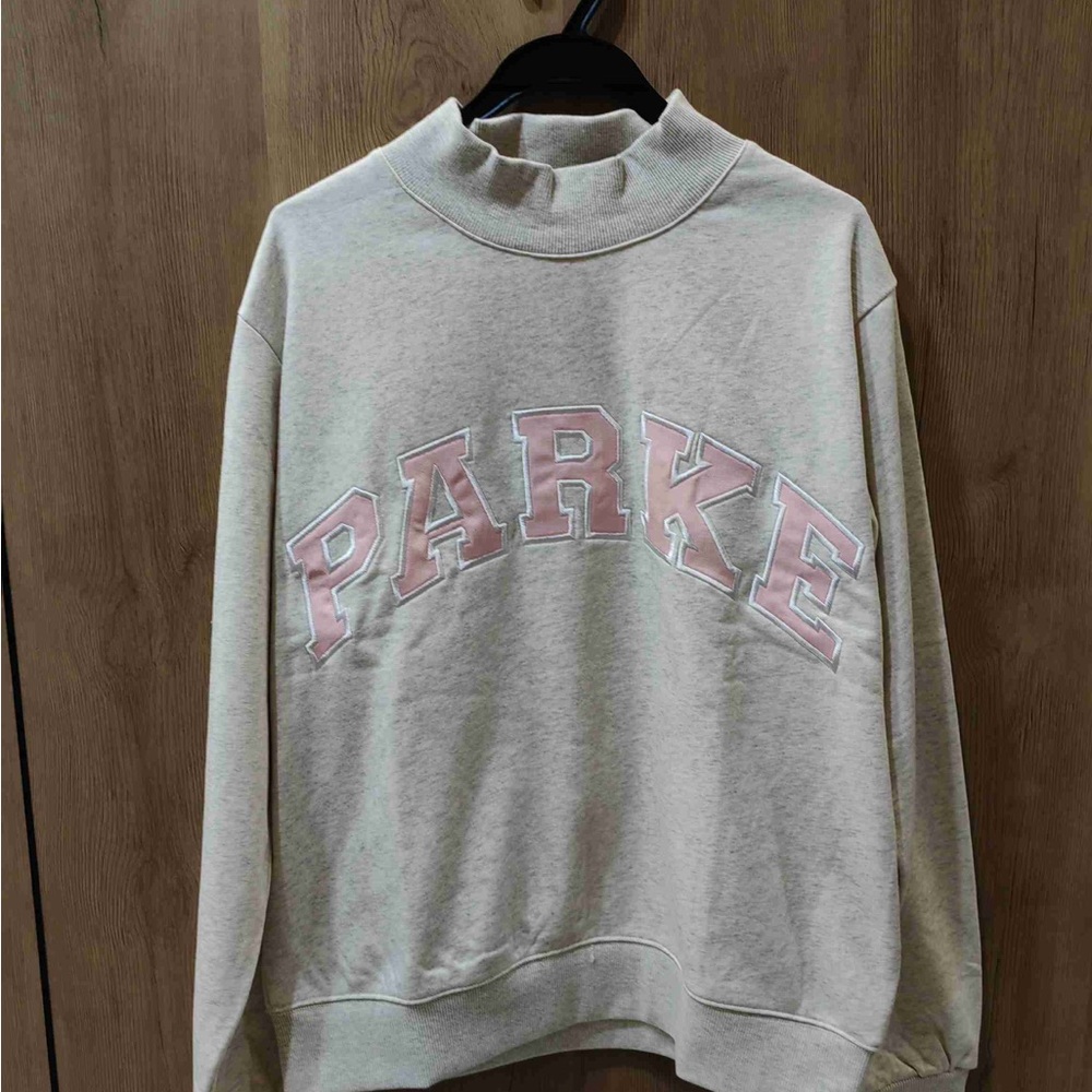PARKE Rare Sold Out Grey Pink Logo Sweatshirt NWT